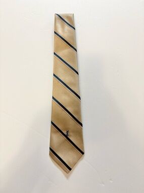 Vintage Yves Saint Laurent Tan and navy Striped Tie